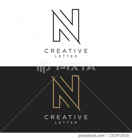 Logo design for the initial letter "N" with unique and creative geometry. Logo for business, brand, business card or identity. Logo design for the initial letter "N" with unique and creative geometry. Logo for business, brand, business card or identity. 131972018