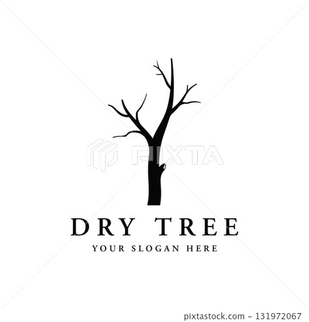 Dead tree silhouette logo template design with dry branches. 131972067
