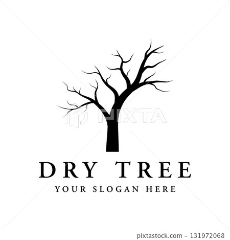 Dead tree silhouette logo template design with dry branches. 131972068