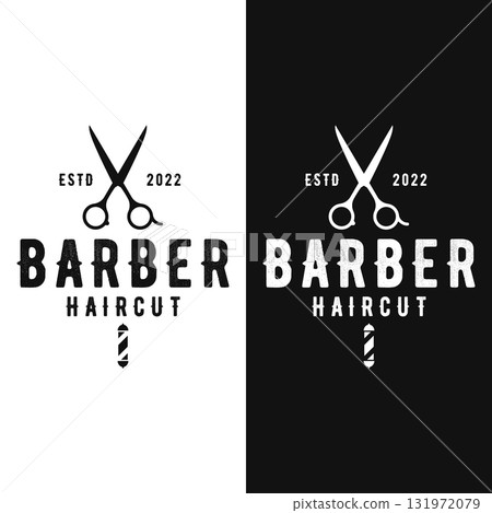 Retro vintage barbershop haircut and shave logo template with haircut equipment design. Logo for business, emblem, label, barber and badge. Retro vintage barbershop haircut and shave logo template with haircut equipment design. Logo for business, emblem, label, barber and badge. 131972079