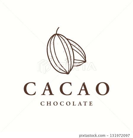 Organic chocolate or cacao fruit logo template design isolated background. 131972097