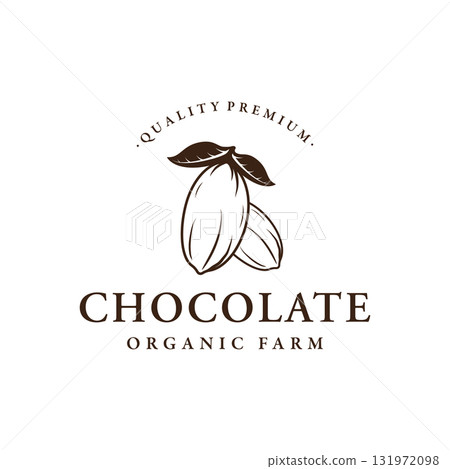 Organic chocolate or cacao fruit logo template design isolated background. Organic chocolate or cacao fruit logo template design isolated background. 131972098