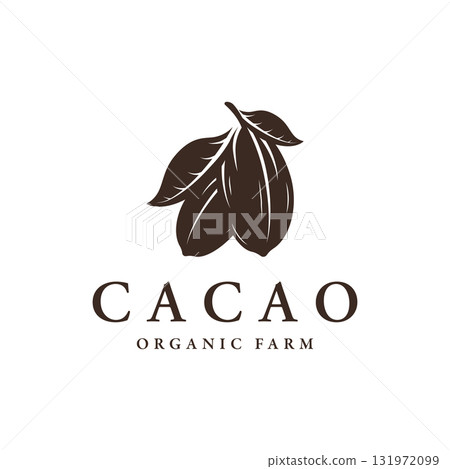 Organic chocolate or cacao fruit logo template design isolated background. 131972099