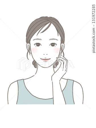 Beauty image illustration of a bare-skinned woman facing forward 131972285