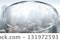 Background illustration of a cityscape and glass with water drops 131972593