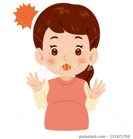 Surprised pregnant woman upper body illustration 131972708