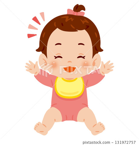 微笑的女嬰全身插畫 131972757