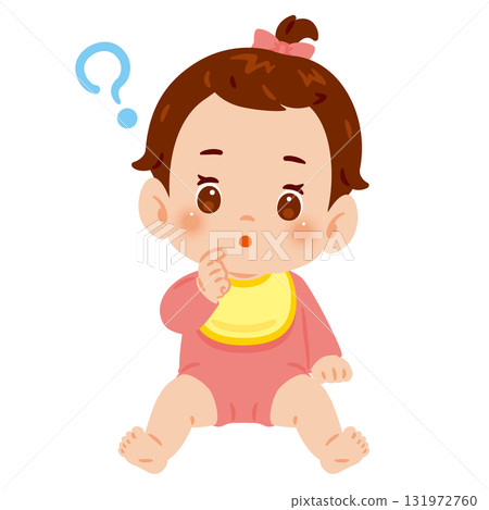 Baby girl with doubts - full body illustration Baby girl with doubts - full body illustration 131972760