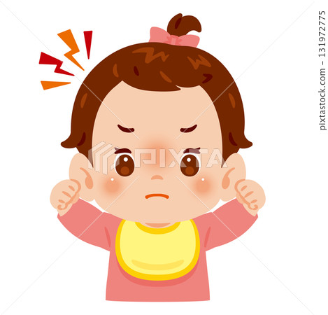 憤怒的女嬰上半身插圖 憤怒的女嬰上半身插圖 131972775