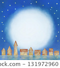 Night cityscape illustration with starry sky and copy space frame. 131972960