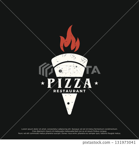 Retro vintage pizza or pizzeria logo template design with crossed shovels.Logo for business, restaurant, label and badge. Retro vintage pizza or pizzeria logo template design with crossed shovels.Logo for business, restaurant, label and badge. 131973041