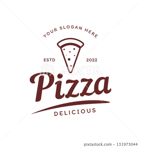 Retro vintage pizza or pizzeria logo template design with crossed shovels.Logo for business, restaurant, label and badge. 131973044