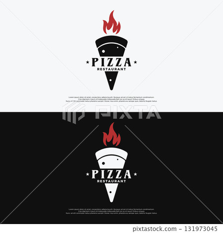 Retro vintage pizza or pizzeria logo template design with crossed shovels.Logo for business, restaurant, label and badge. Retro vintage pizza or pizzeria logo template design with crossed shovels.Logo for business, restaurant, label and badge. 131973045
