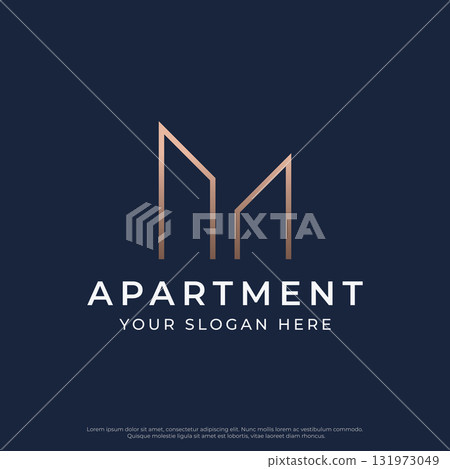 Logo design for a modern and luxurious apartment building or homestay. Logo for business, real estate, hotels and architecture. 131973049
