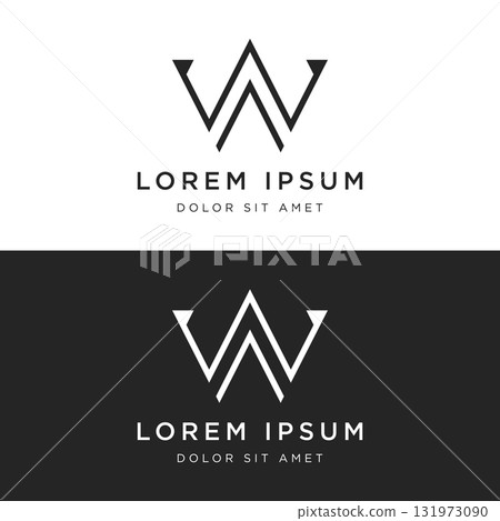 Modern and luxurious geometric W initial letter logo element. Logo for business, letter, business card, brand and company. 131973090