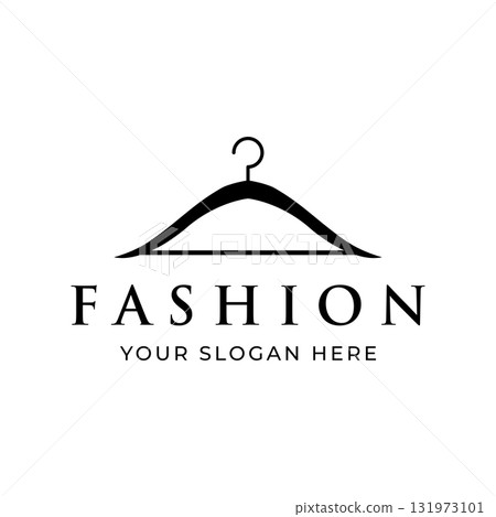 Simple coat hanger logo template design with creative idea.Logo for business, boutique, fashion, beauty. 131973101