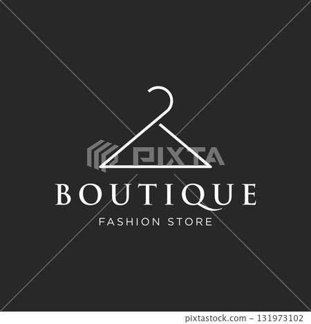 Simple coat hanger logo template design with creative idea.Logo for business, boutique, fashion, beauty. 131973102