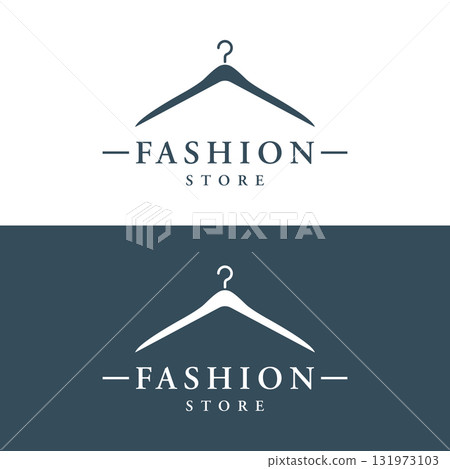 Simple coat hanger logo template design with creative idea.Logo for business, boutique, fashion, beauty. 131973103