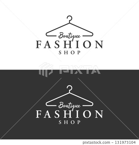 Simple coat hanger logo template design with creative idea.Logo for business, boutique, fashion, beauty. 131973104