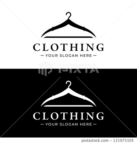 Simple coat hanger logo template design with creative idea.Logo for business, boutique, fashion, beauty. Simple coat hanger logo template design with creative idea.Logo for business, boutique, fashion, beauty. 131973105