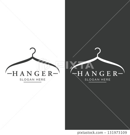 Simple coat hanger logo template design with creative idea.Logo for business, boutique, fashion, beauty. Simple coat hanger logo template design with creative idea.Logo for business, boutique, fashion, beauty. 131973109