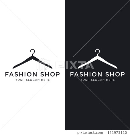 Simple coat hanger logo template design with creative idea.Logo for business, boutique, fashion, beauty. 131973110