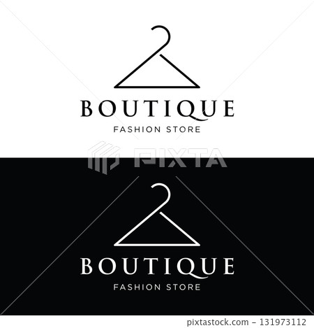 Simple coat hanger logo template design with creative idea.Logo for business, boutique, fashion, beauty. Simple coat hanger logo template design with creative idea.Logo for business, boutique, fashion, beauty. 131973112