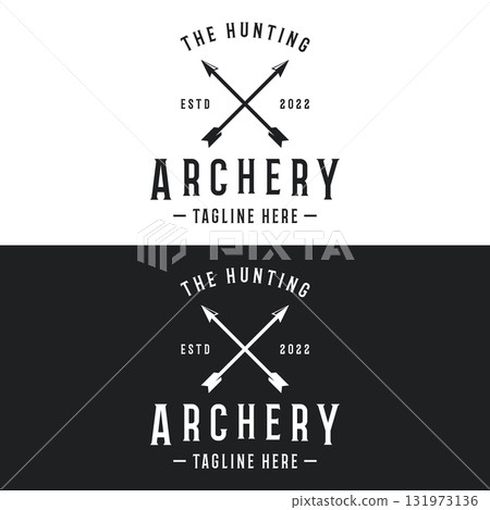 Archery or arrowshead retro vintage design logo.Logo for hunting , labels , badges and business. Archery or arrowshead retro vintage design logo.Logo for hunting , labels , badges and business. 131973136