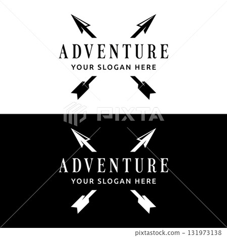 Archery or arrowshead retro vintage design logo.Logo for hunting , labels , badges and business. Archery or arrowshead retro vintage design logo.Logo for hunting , labels , badges and business. 131973138