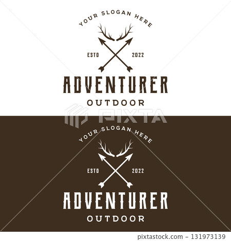 Archery or arrowshead retro vintage design logo.Logo for hunting , labels , badges and business. Archery or arrowshead retro vintage design logo.Logo for hunting , labels , badges and business. 131973139