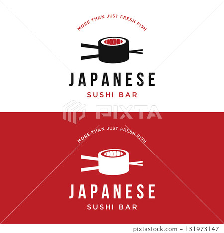 Japanese food sushi logo design with crossed chopsticks. Logo for restaurant, business, bar. Japanese food sushi logo design with crossed chopsticks. Logo for restaurant, business, bar. 131973147