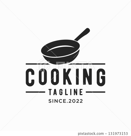 Logo template for a rustic retro vintage cooking pot or frying pan. Logo for a restaurant. Logo template for a rustic retro vintage cooking pot or frying pan. Logo for a restaurant. 131973153