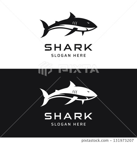 Unique and creative shark template logo vector design. 131973207