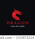 Logo design of fire dragon head and wings isolated background. 131973214