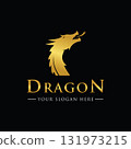 Logo design of fire dragon head and wings isolated background. 131973215