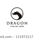 Logo design of fire dragon head and wings isolated background. 131973217