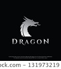 Logo design of fire dragon head and wings isolated background. 131973219