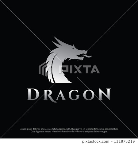 Logo design of fire dragon head and wings isolated background. 131973219