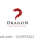 Logo design of fire dragon head and wings isolated background. 131973221