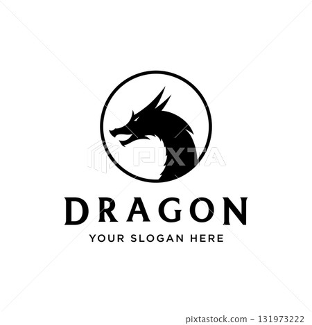 Logo design of fire dragon head and wings isolated background. Logo design of fire dragon head and wings isolated background. 131973222
