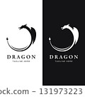 Logo design of fire dragon head and wings isolated background. 131973223