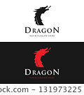 Logo design of fire dragon head and wings isolated background. 131973225