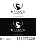 Logo design of fire dragon head and wings isolated background. 131973226