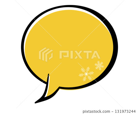 Winter Snowflake-design American Comic-style Speech Bubble, Color-shifted, Circle, Yellow 131973244