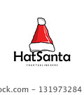 Santa hat logo design simple concept black silhouette christmas snow season celebration brand symbol template design 131973284