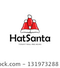 Santa hat logo design simple concept black silhouette christmas snow season celebration brand symbol template design 131973288