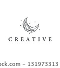 Moon logo simple minimalist line design modern concept illustration design template and poster also product brand 131973313