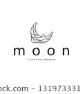 Moon logo simple minimalist line design modern concept illustration design template and poster also product brand 131973331