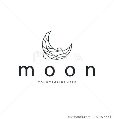 Moon logo simple minimalist line design modern concept illustration design template and poster also product brand Moon logo simple minimalist line design modern concept illustration design template and poster also product brand 131973331