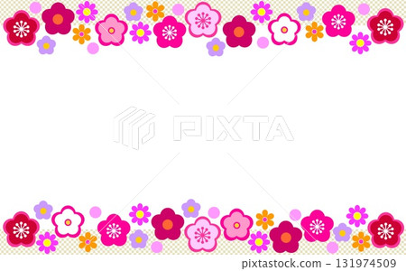 Plum blossom frame white space checkered pattern 131974509